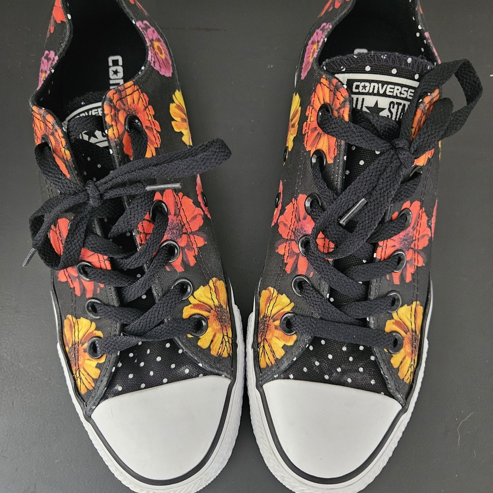 Converse Black Sneakers with Floral Pattern